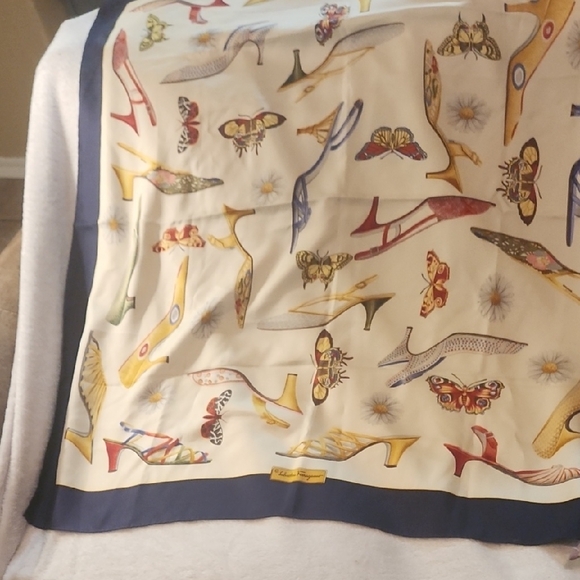Salvatore Ferragamo Accessories - Salvatore Ferragamo Silk Scarf with Yellow and Blue Accents